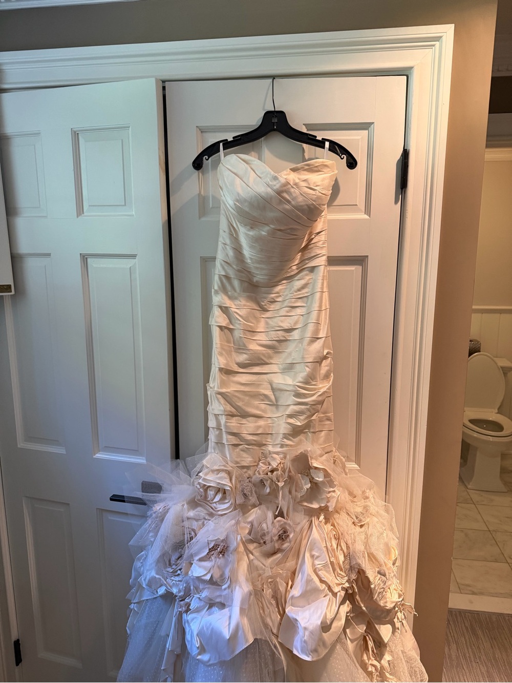 Ian Stuart Vaudeville Strapless Cream Mermaid Wedding Dress with Floral design